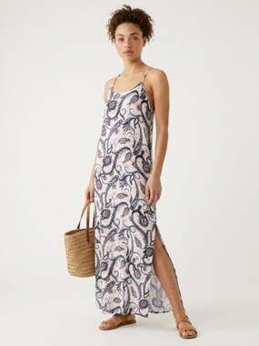 Bohemian‎ Resort Wear Slip Dress, T-Back Strap, Sz. M/L,  Paisley, Hippie